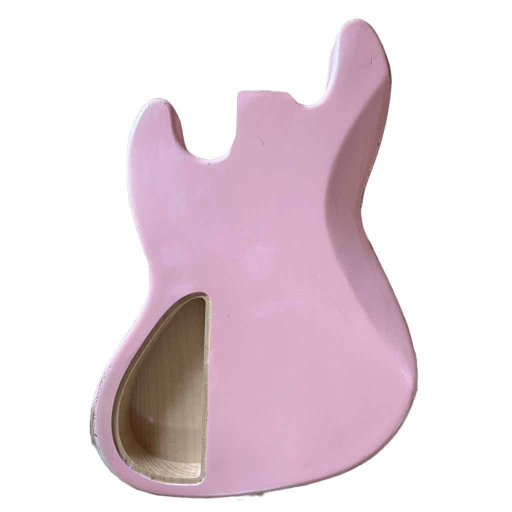 Alder JazzBass Style Bass Guitar Body, Nitro Shell Pink Back