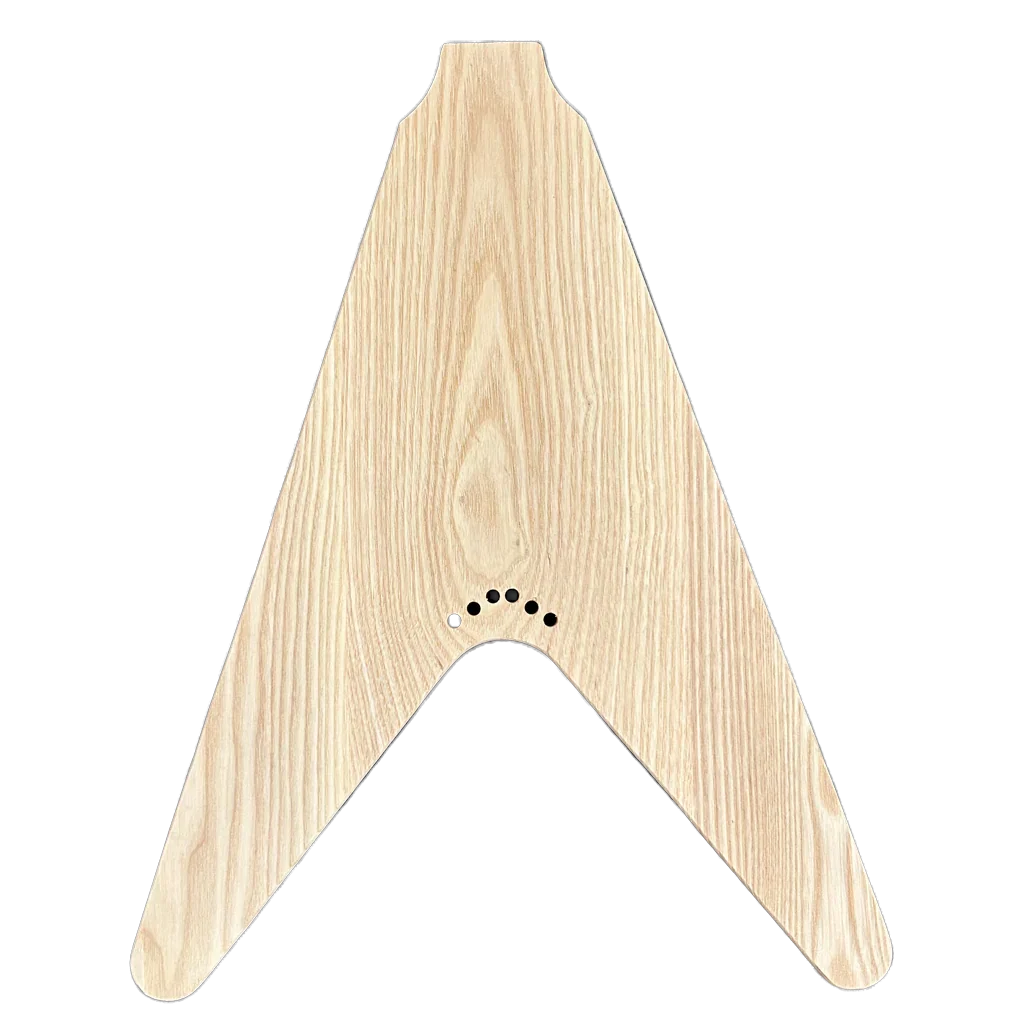 Ash Flying V Style Guitar Body HH Set Neck Unfinished Back