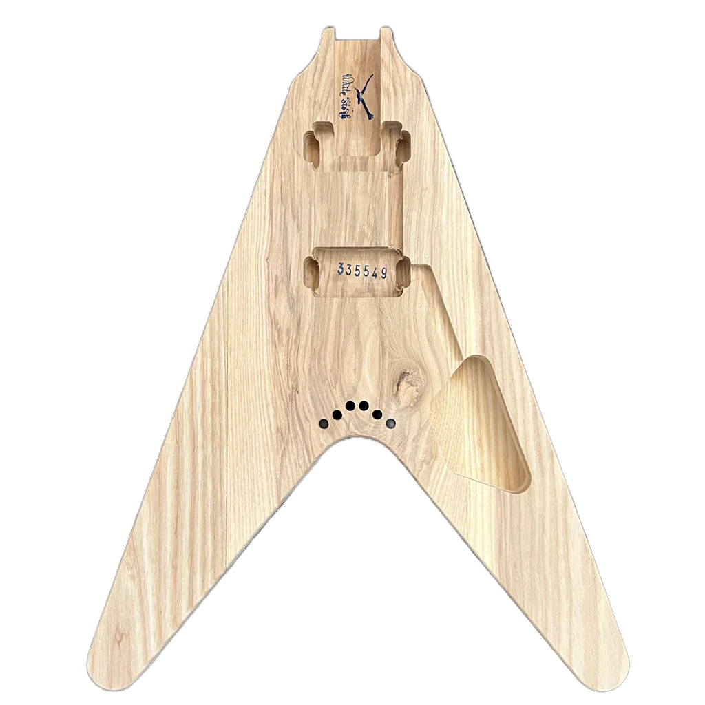 Ash Flying V Style Guitar Body HH Set Neck Unfinished Front