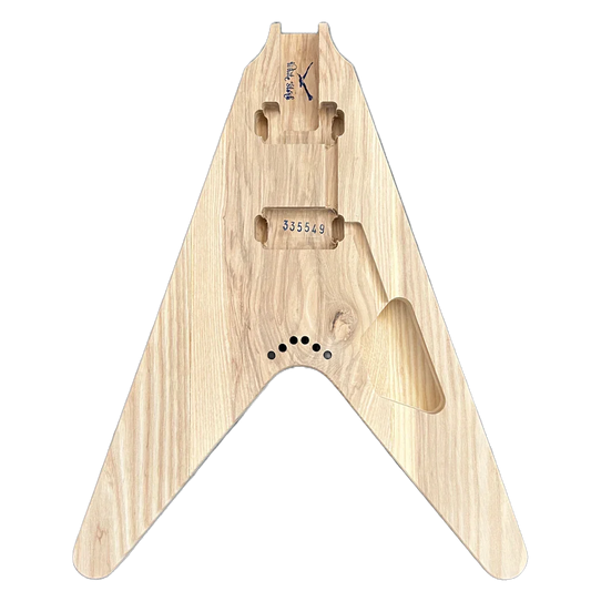 Ash Flying V Style Guitar Body HH Set Neck Unfinished Front
