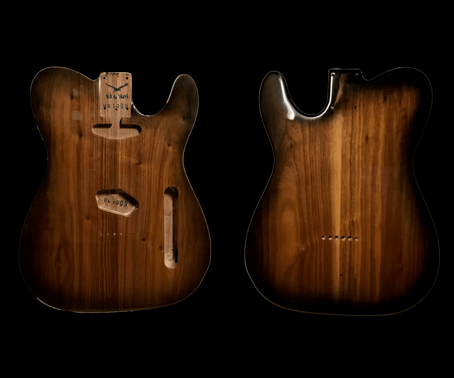 Walnut Telecaster Style Body Sunburst Nitro Finish - WhiteStork Guitars
