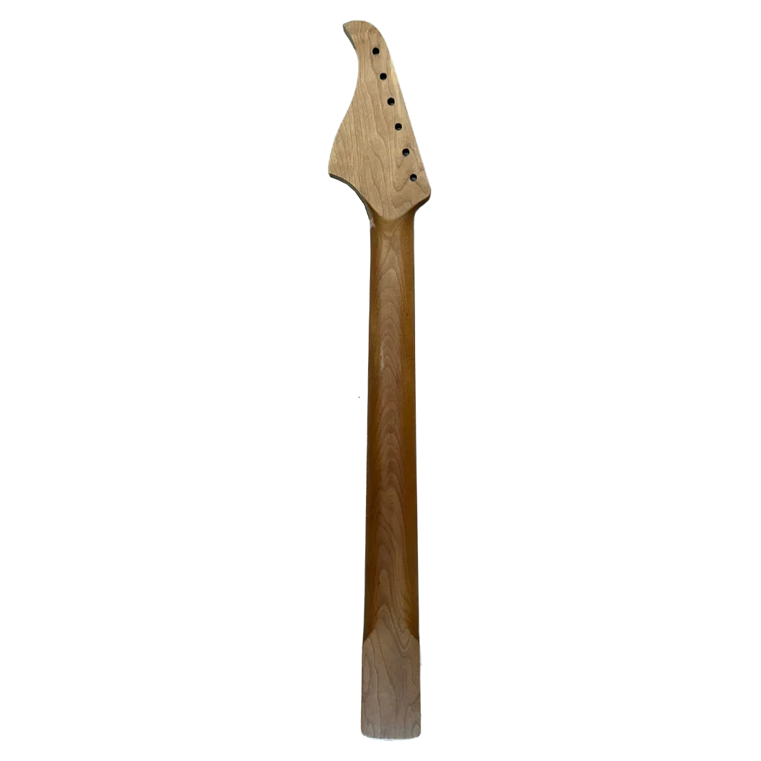 Smooth 100% satin nitro finish on a premium roasted maple guitar neck shaft by WhiteStork Guitars.