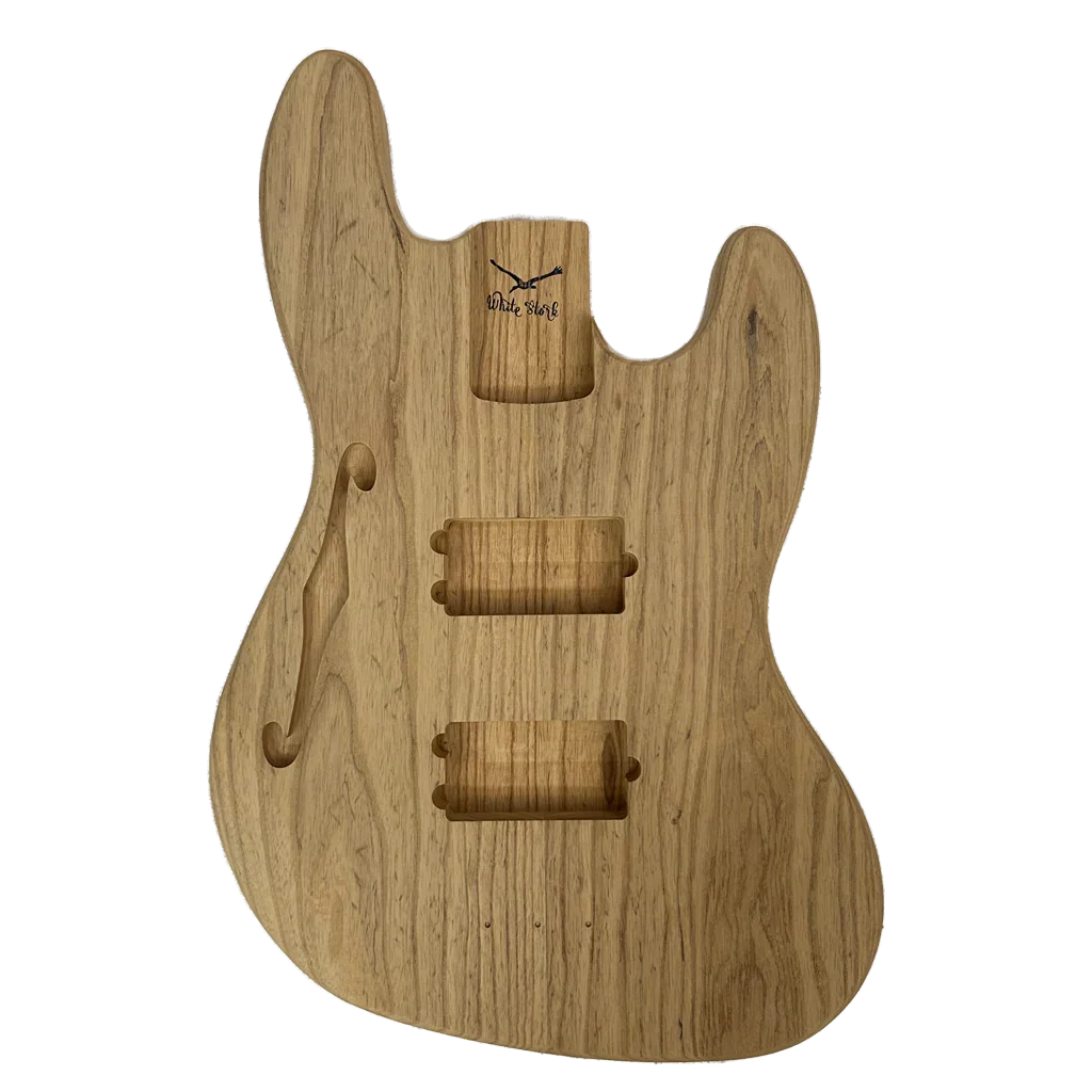 Roasted Swamp Ash JazzBass Style Body F Hole Unfinished Front