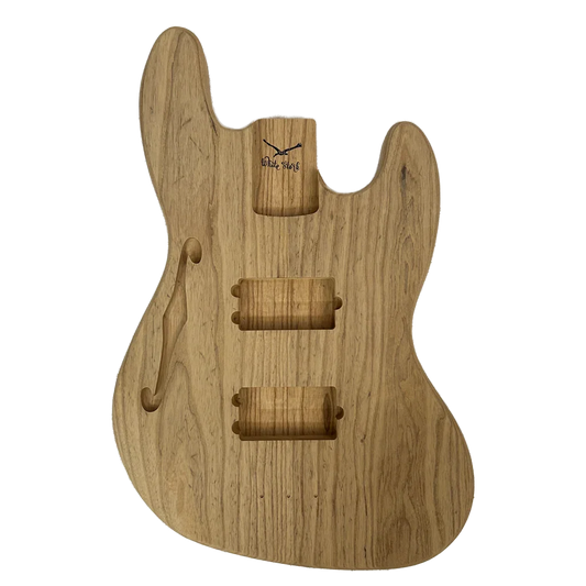 Roasted Swamp Ash JazzBass Style Body F Hole Unfinished Front