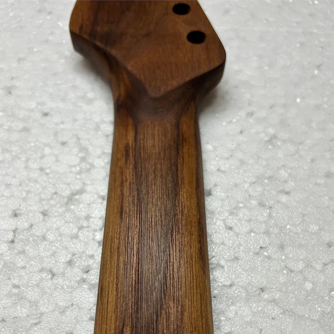 Walnut-Rosewood Strat Style Neck Steel Frets Oil Finish Headstock Detail Back