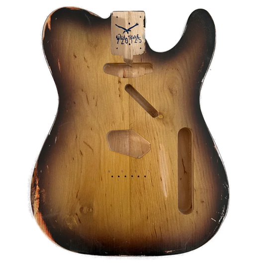 Alder Telecaster Style Body 3-Tone Sunburst Relic Nitro Finish Front