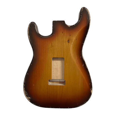 Alder Strat Style Body, Sunburst Relic NItro Finish Back