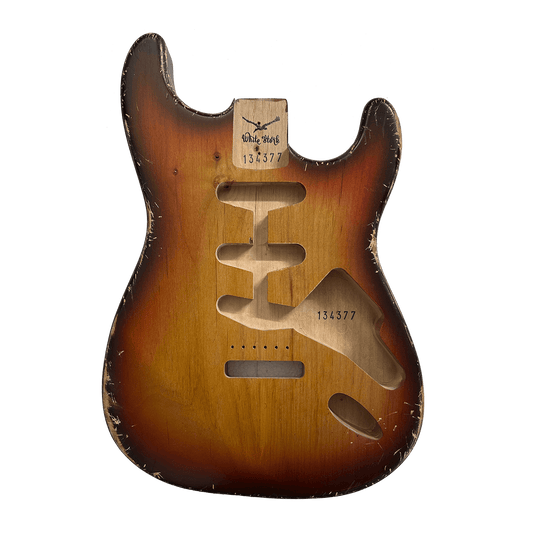 Alder Strat Style Body, Sunburst Relic NItro Finish Front