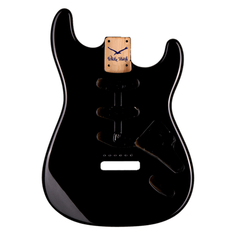 Alder Strat Style Body Black Nitro Finish - WhiteStork Guitars
