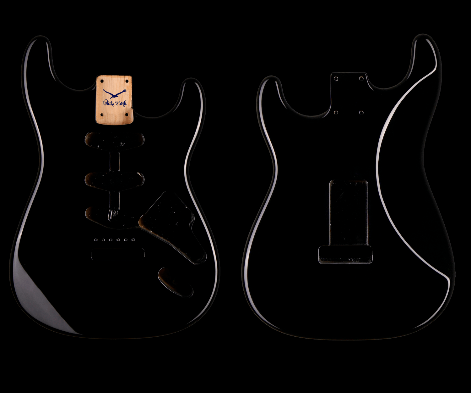 Alder Strat Style Body Black Nitro Finish - WhiteStork Guitars