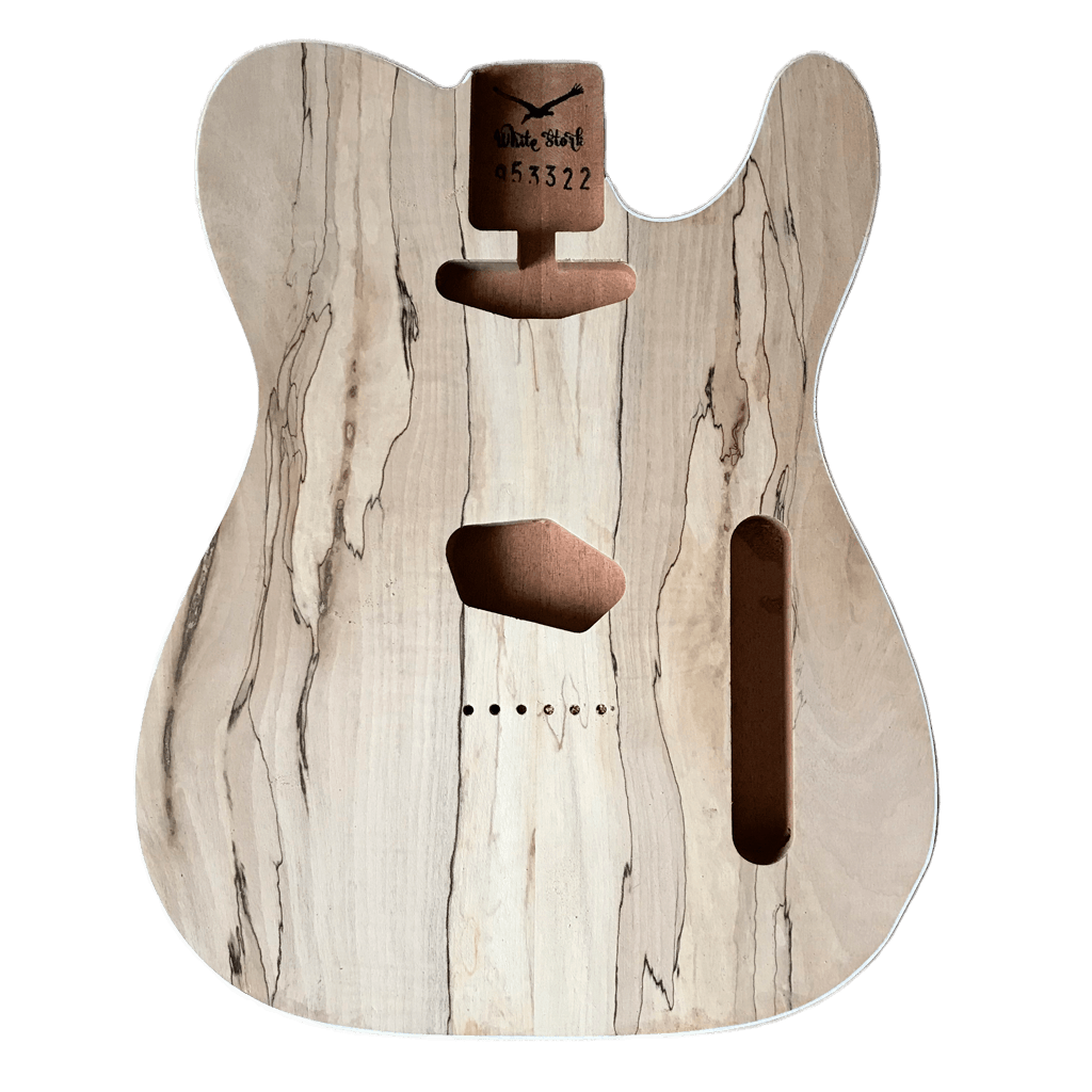 Spalted Maple / Mahogany Telecaster Style Body Unfinished - WhiteStork Guitars