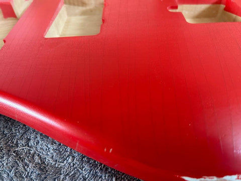 Hot Rod Red Jazzmaster Style Body Relic Nitro Finish, relic details picture.