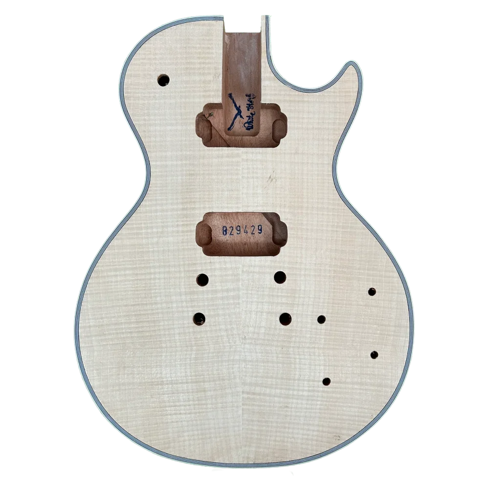 Unfinished LP Style Guitar Body - Mahogany & Flame Maple Veneer Front