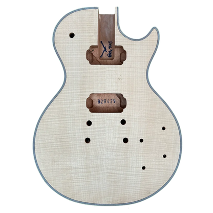 Unfinished LP Style Guitar Body - Mahogany & Flame Maple Veneer Front