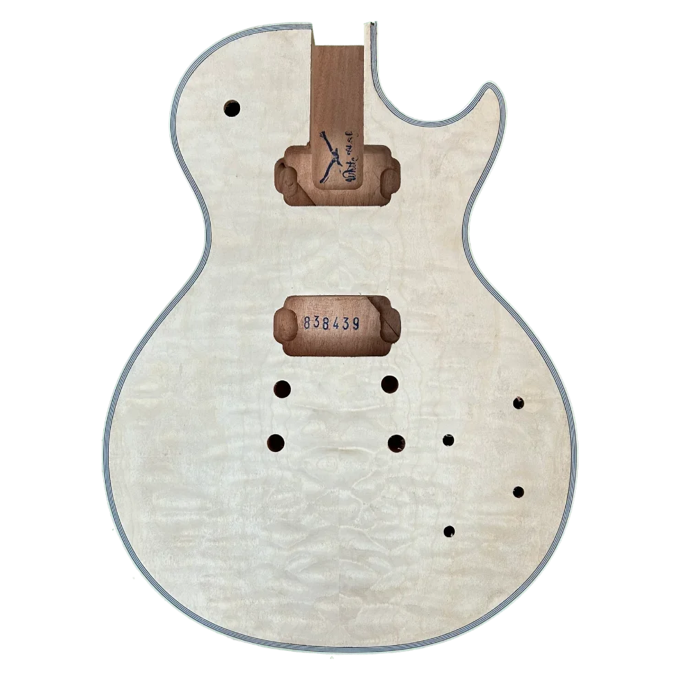 LP Style Guitar Body - Mahogany & Quilted Maple Veneer #838429 Front
