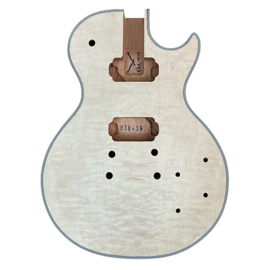 LP Style Guitar Body - Mahogany & Quilted Maple Veneer #838429 Front