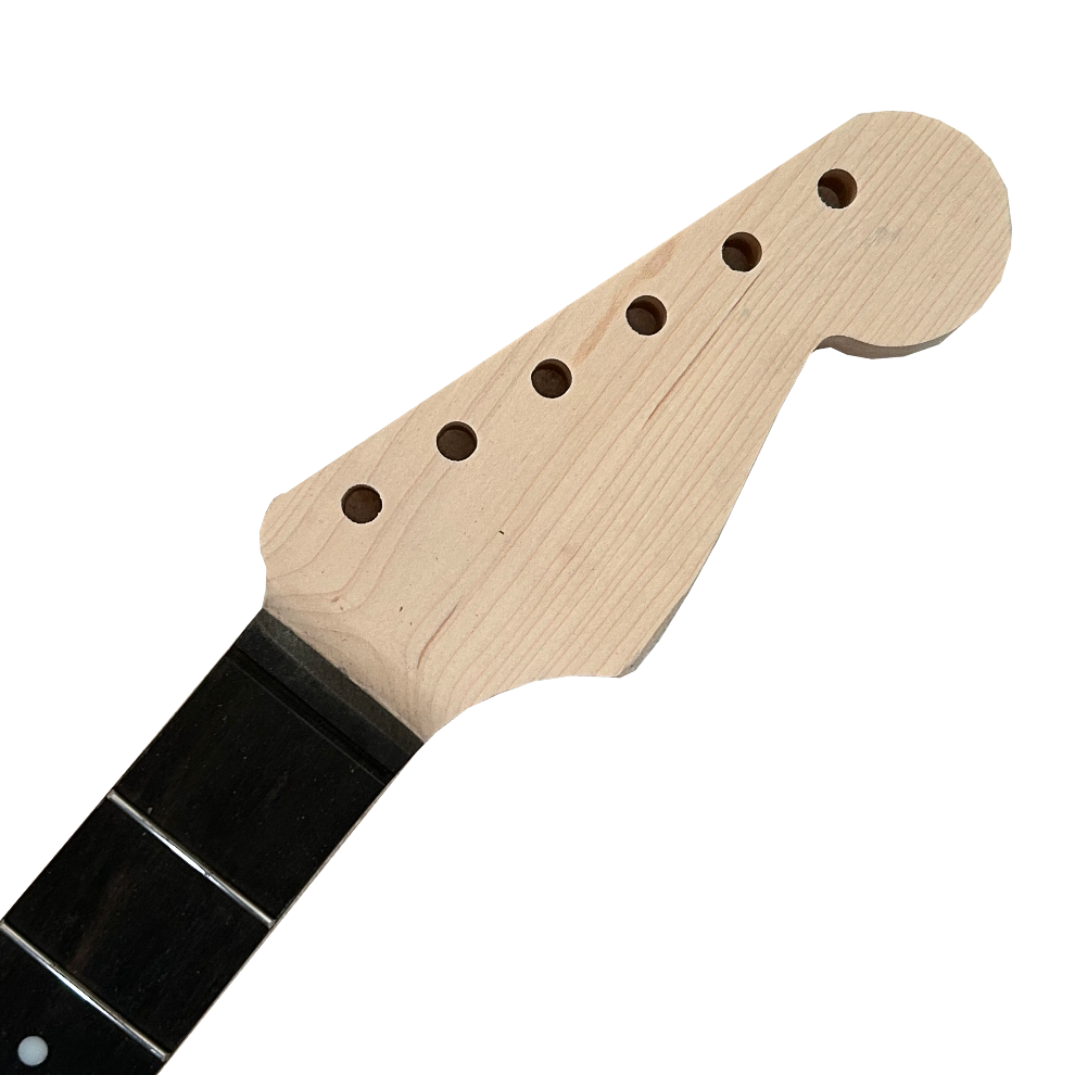 Maple Ebony Strat Style Neck Stainless Steel Fretwire Headstock