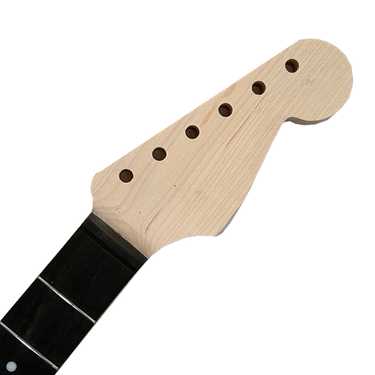 Maple Ebony Strat Style Neck Stainless Steel Fretwire Headstock