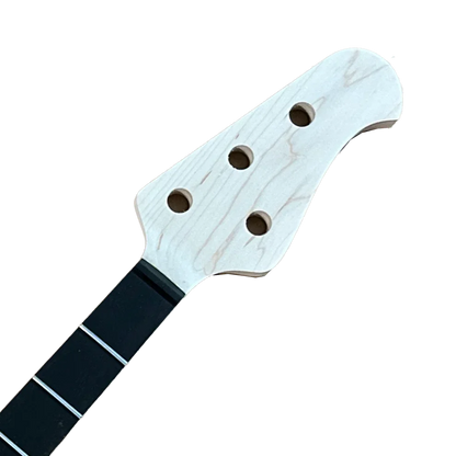 Maple & Ebony StringRay Style Neck SS Frets, Unfinished Headstock detail