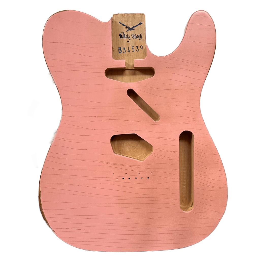 One Piece Telecaster Style Body, Shell Pink Relic Nitro Front
