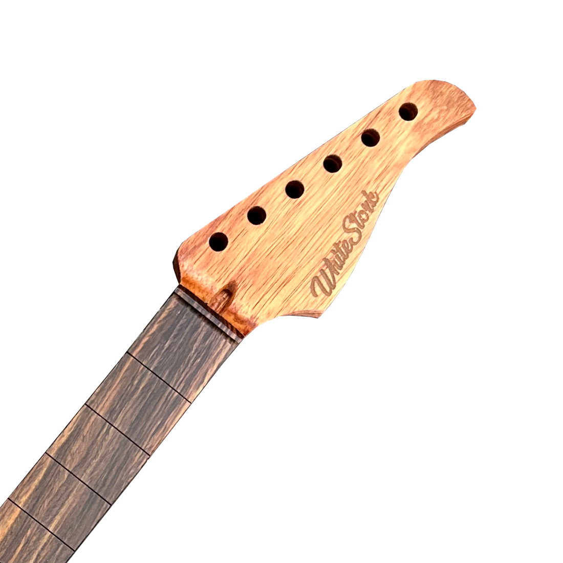 WhiteStork Custom S-Type Neck – Padouk & Exotic Rosewood (25.5” Scale) Headstock