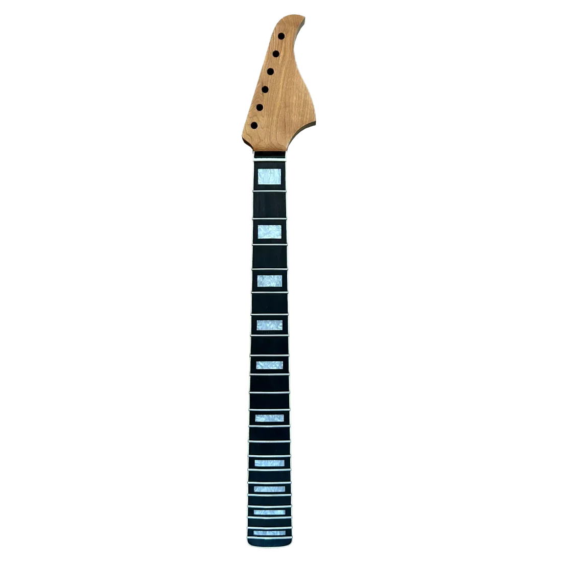 WhiteStork premium custom 25.5" scale guitar neck with big headstock, roasted maple shaft, and dark rosewood fretboard.