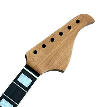 Proprietary WhiteStork Big Headstock original design on a roasted maple custom guitar neck with a full satin nitrocellulose finish.