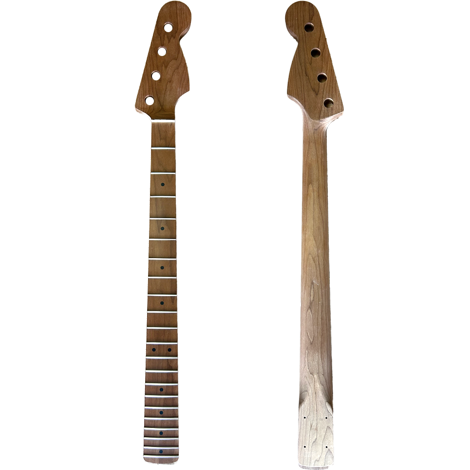 Roasted Maple P Bass Style Neck SS Frets TUSQ Nut, front and back