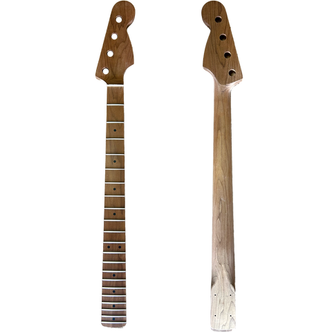 Roasted Maple P Bass Style Neck SS Frets TUSQ Nut, front and back