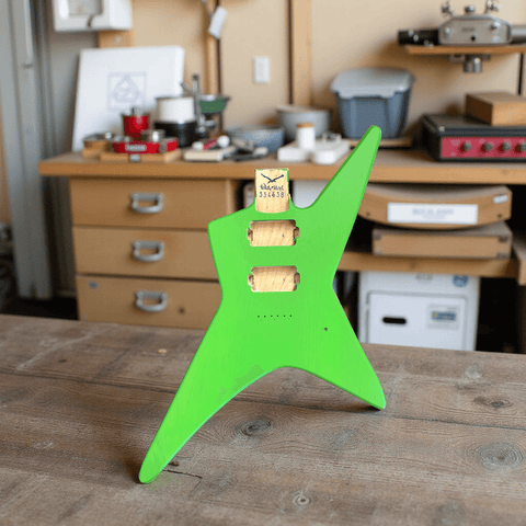 Bright Green Star Style Guitar Body Matte Finish Scene picture