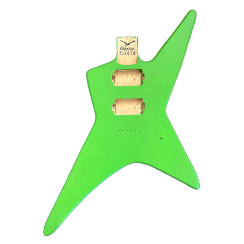 Bright Green Star Style Guitar Body Matte Finish, front