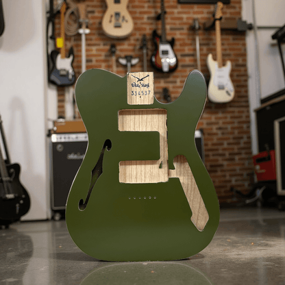 Swamp Ash Telecaster Thinline Style Body Olive Green Nitro Finish, scene