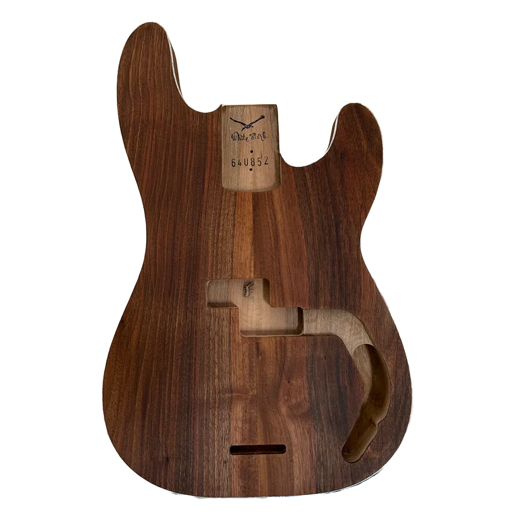 Walnut Precision Bass Style Body Oil Finish Pearloid Binding Front