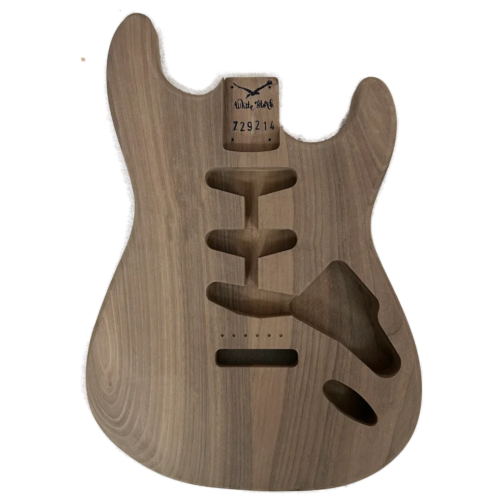 Walnut ST Style SSS Guitar Body Unfinished Front